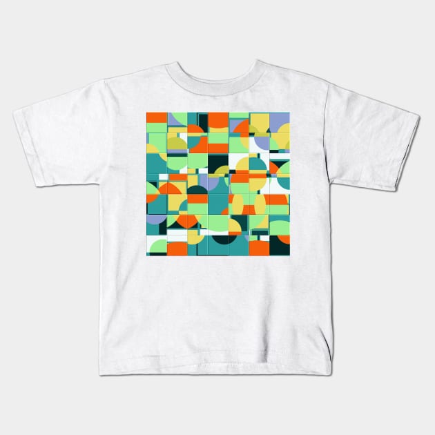 Abstract Mid Century Circles Pattern Resquared Kids T-Shirt by MarbleCloud